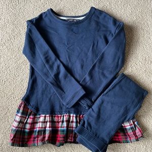 Sweatshirt with Plaid Trim and Leggings